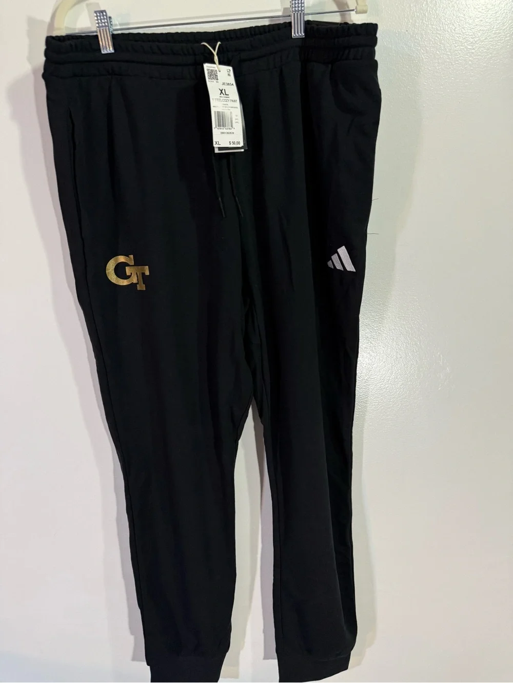 Adidas Georgia Tech Jogger Pants with Gold GT Logo